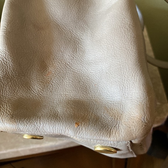 5/$30 Fossil Leather Zippered Gray/Mint/Orange Bag 12"W x 5 1/2"D x 11" T - Picture 14 of 15